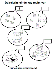 anaokulları için sayı çalışma sayfaları
